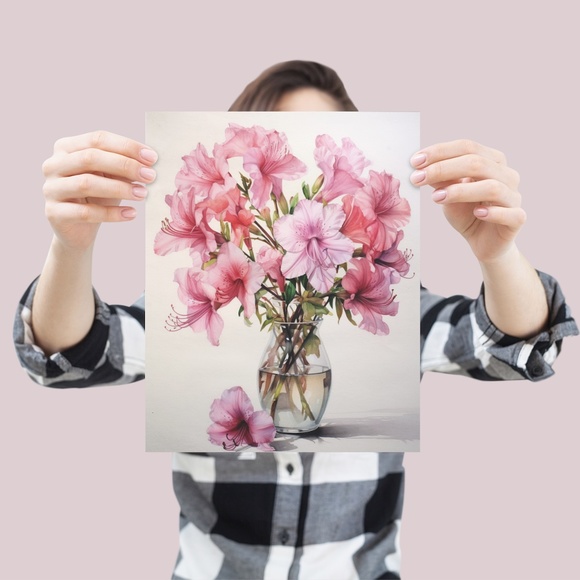 Watercolor Azalea Wall Art Illustration Print Poster Unframed - Picture 4 of 5